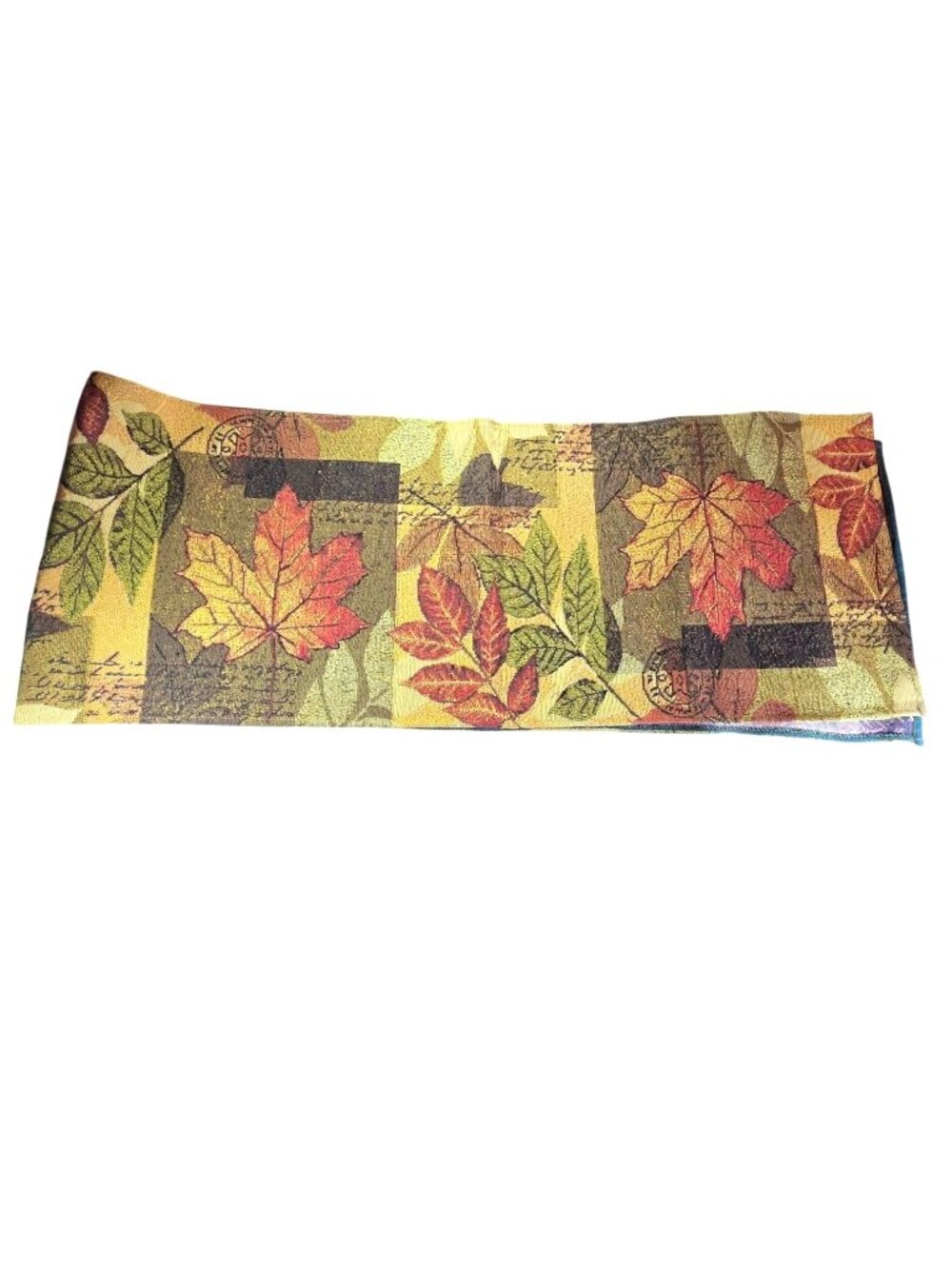 Woven Table Runner Fall Leaves Autumn Tapestry Thanksgiving Table Linen